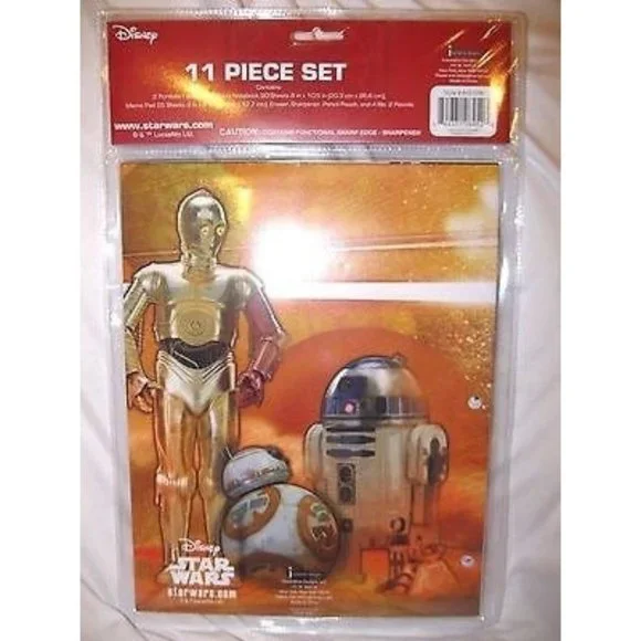 Disney Star Wars 11 piece Stationary Set-Folders,Note pad,Pencils,Case-New!! - Picture 1 of 3